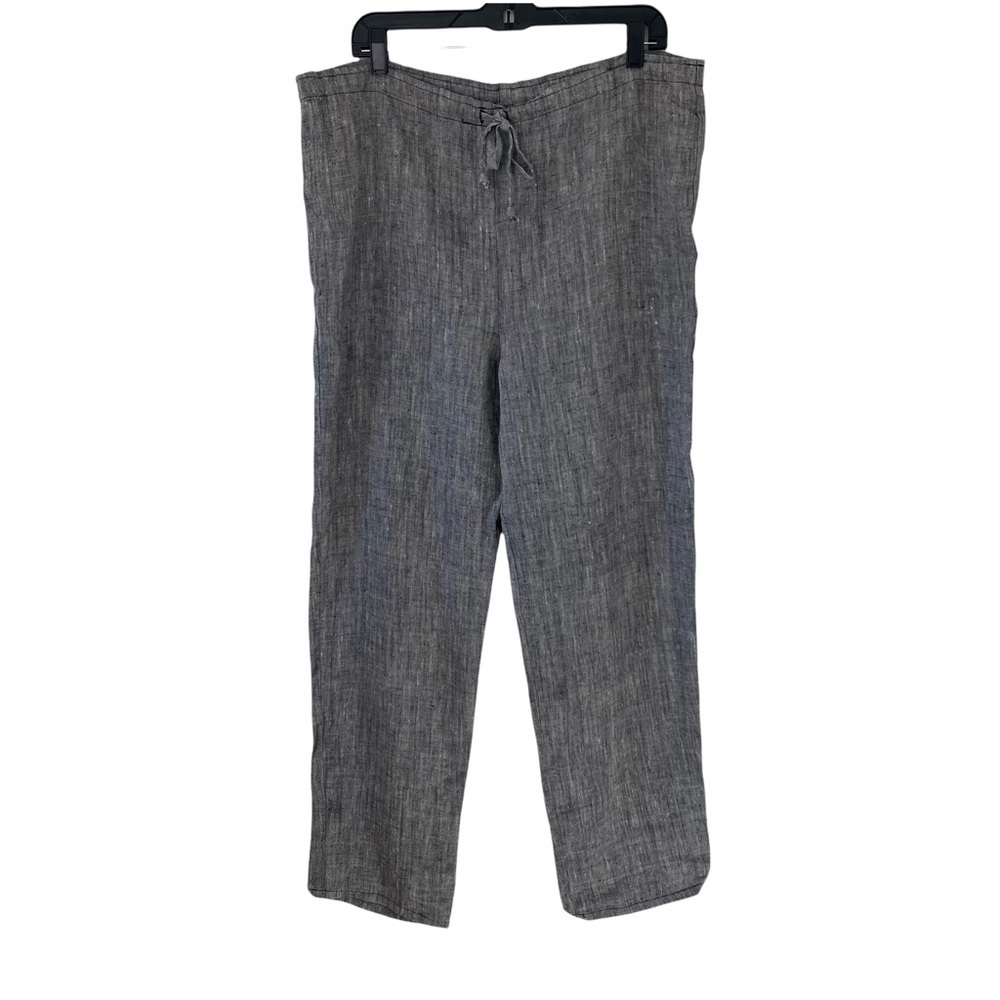Studio Ease Women’s Linen Grey Pants Size 8 Adjustable Waist With Strings USA